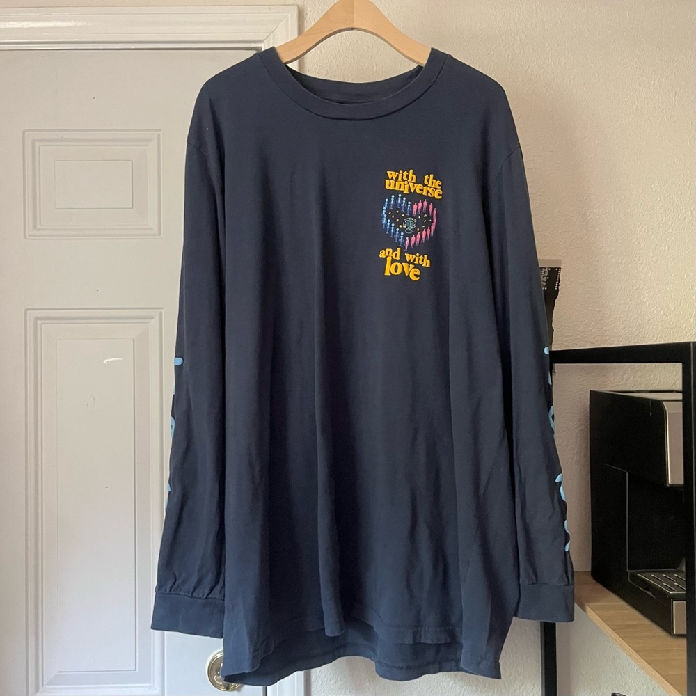 CONEY ISLAND PICNIC men’s blue graphic universe alien‎ crew neck cotton tee